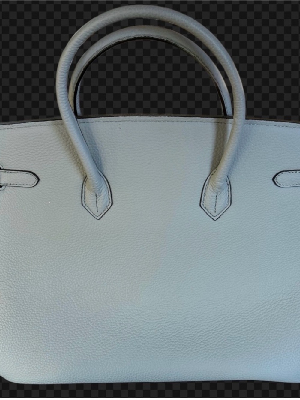 Light Blue Leather Tote with Gold Lock Detail - Picture 2 of 2